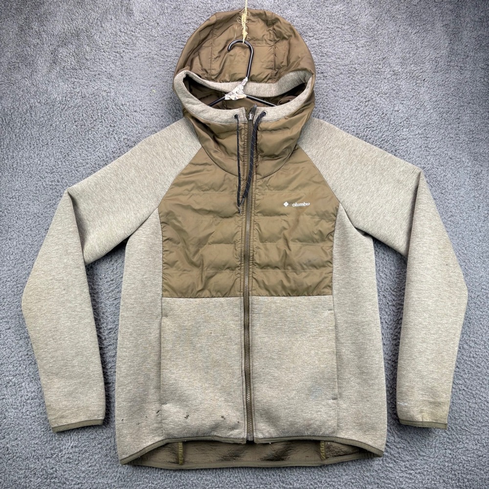 Columbia Women's Size L Puffer‎ Fleece Hybrid Hooded Jacket Khaki Brown